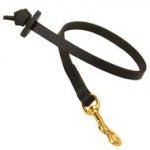 Short Leather Dog Leash with Round Handle