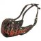 Burning Fire Hand Painted Leather Dog Muzzle for Attack Training