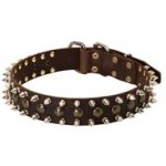 3 Rows Leather Spiked and Studded Dog Collar