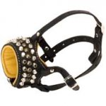 Posh Studs and Cones Handmade Leather Dog Muzzle