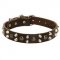 Leather Dog Collar With Studs and Pyramids