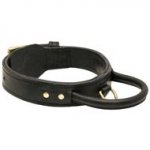 Extra Durable Leather Dog Collar with Handle for Attack Training