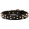 Fancy Design Leather Dog Collar with Nickel Pyramids