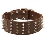 Extra Wide Leather Spiked and Studded Dog Collar
