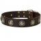 Leather Dog Collar Decorated with Silver Conchos