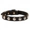 Beautiful Leather Dog Collar Decorated with Half-Ball Studs