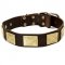 Handcrafted Leather Dog Collar With Vintage Massive Plates