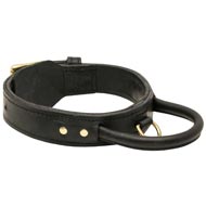 Extra Durable Leather Dog Collar with Handle for Attack Training