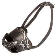 Barbed Wire Painted Leather Dog Muzzle for Training
