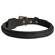 Dog Braided Leather Collar 1 Inch