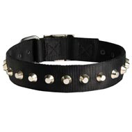 Leather Studded Choker 1/4" Pyramids Black White Red Pink Dog Collar Made in USA 