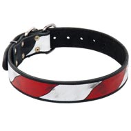 Dog Leather Collar With Handcrafted American Flag Painting