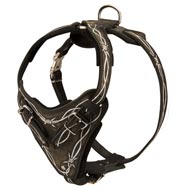 Painted Leather Dog Harness for Walking and Training