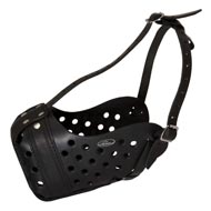 Easy Adjustable Leather Dog Muzzle for Agitation Training