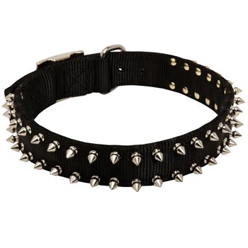 Dog Dog Nylon Collar Steel Nickel Plated Spikes