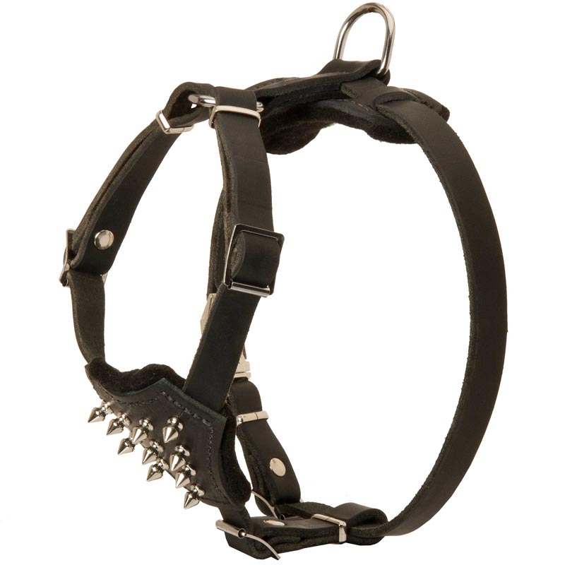 Durable Spiked Leather Puppy Dog Harness - Click Image to Close