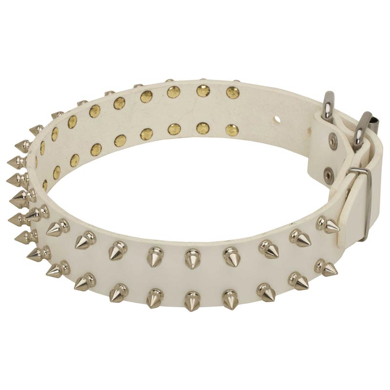 white leather collar
