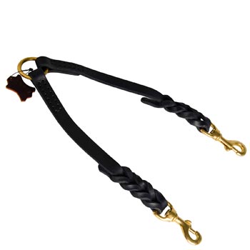 Leather Braided Dog Coupler Leash