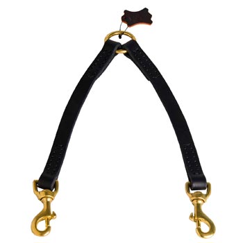 Leather Coupler for 2 Dog Dogs Control