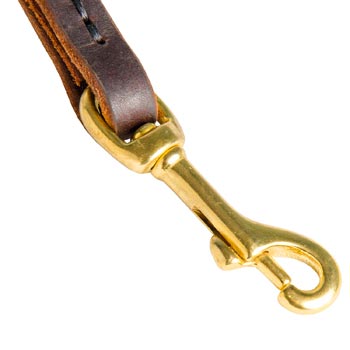 Dog Leash Leather with Brass Snap Hook for  Collar Clasping