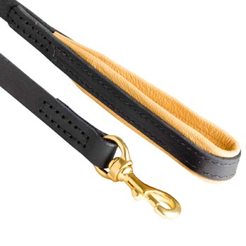 Leather Leash for Dog with Nappa Padding on Handle