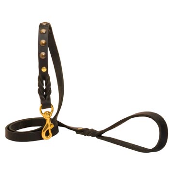 Training Leather Dog Leash Skillfully Studded for Dog